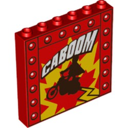 LEGO 59349pb157 - Panel 1 x 6 x 5 with 'CABOOM' and Daredevil on Motorcycle Pattern
