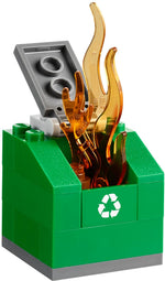LEGO City 60000 Fire Motorcycle, recycling container with flames