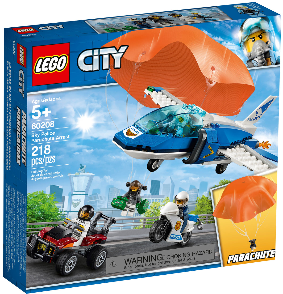 LEGO City 60208 Sky Police Parachute Arrest, box