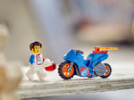 LEGO City 60298 Rocket Stunt Bike, rider next to the bike