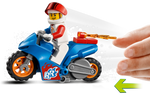 LEGO City 60298 Rocket Stunt Bike, flywheel action: let go and the bike races off
