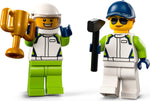 LEGO City 60322 Race Car, racing driver with trophy and mechanic with hammer