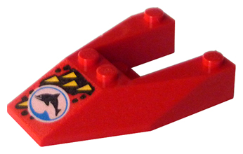 LEGO 6153apx1 - Wig 6 x 4 zonder uitsparing en zonder studs met blauw duikteam logo patroon