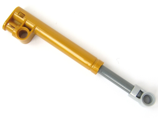 LEGO 65151c01 Technic, Shock Absorber 11L with Internal Spring, Dark Bluish Gray Shaft and Light Bluish Gray Tip in Pearl Gold