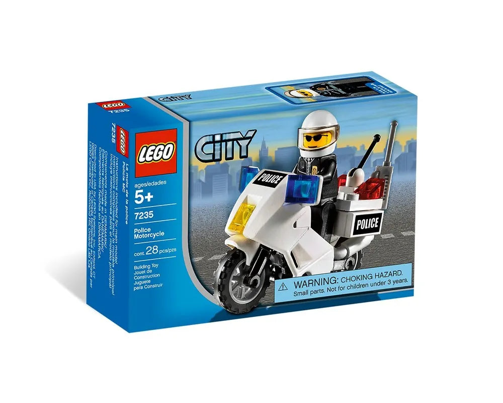 =LEGO City 7235 - Police Motorcycle - Black/Green Sticker Version - Authentic LEGO Set Main Image