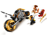LEGO NINJAGO 70672 Cole's Dirt Bike, dirt bike from the back with minifigures