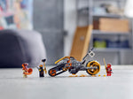 LEGO NINJAGO 70672 Cole's Dirt Bike, built model on the floor