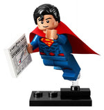LEGO Collectible Minifigures 71026-7 Superman, flying on display stand with Daily Planet newspaper