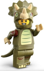 LEGO Collectible Minifigures 71045-8 Triceratops Costume Fan, waving in the dinosaur costume