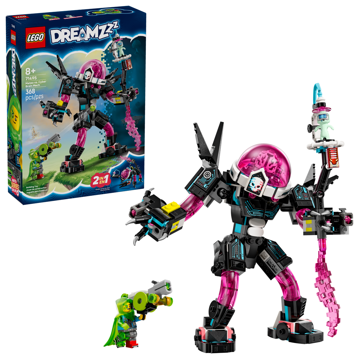 LEGO DREAMZzz 71495 Mateo vs. cyberbreinmecha, doos en gebouwd model