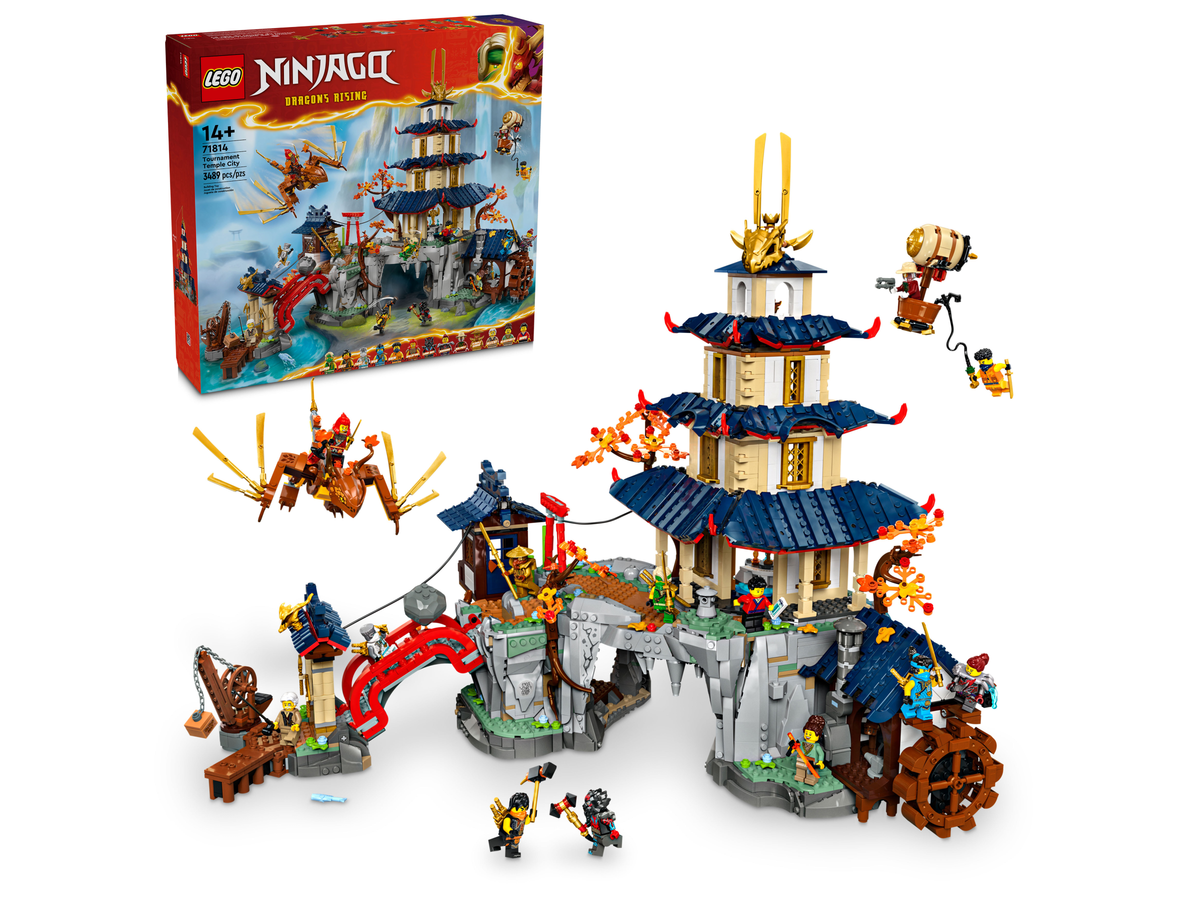 LEGO NINJAGO 71814 Toernooi tempelstad, doos met het gebouwde model
