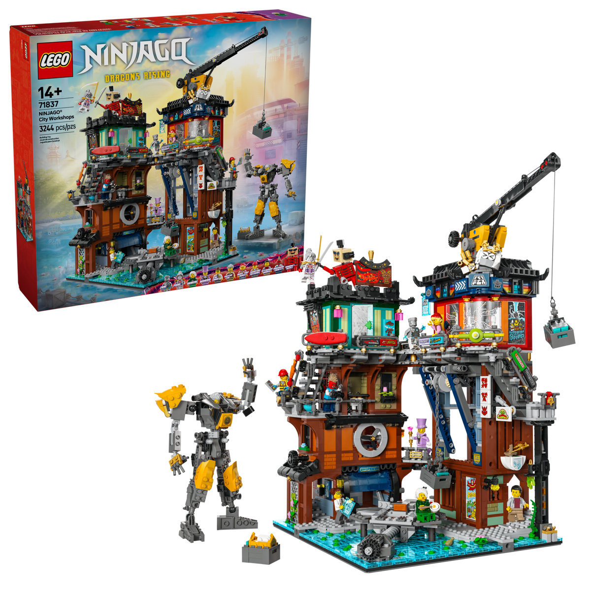 LEGO NINJAGO 71837 NINJAGO City werkplaatsen, doos met het gebouwde model