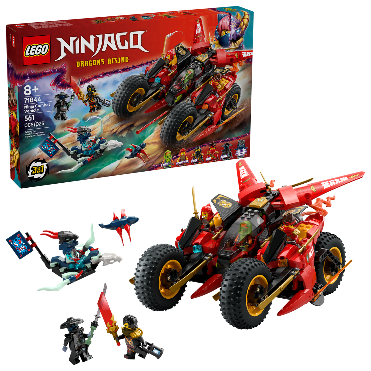 LEGO NINJAGO 71844 Ninja Combat Vehicle, box and built set