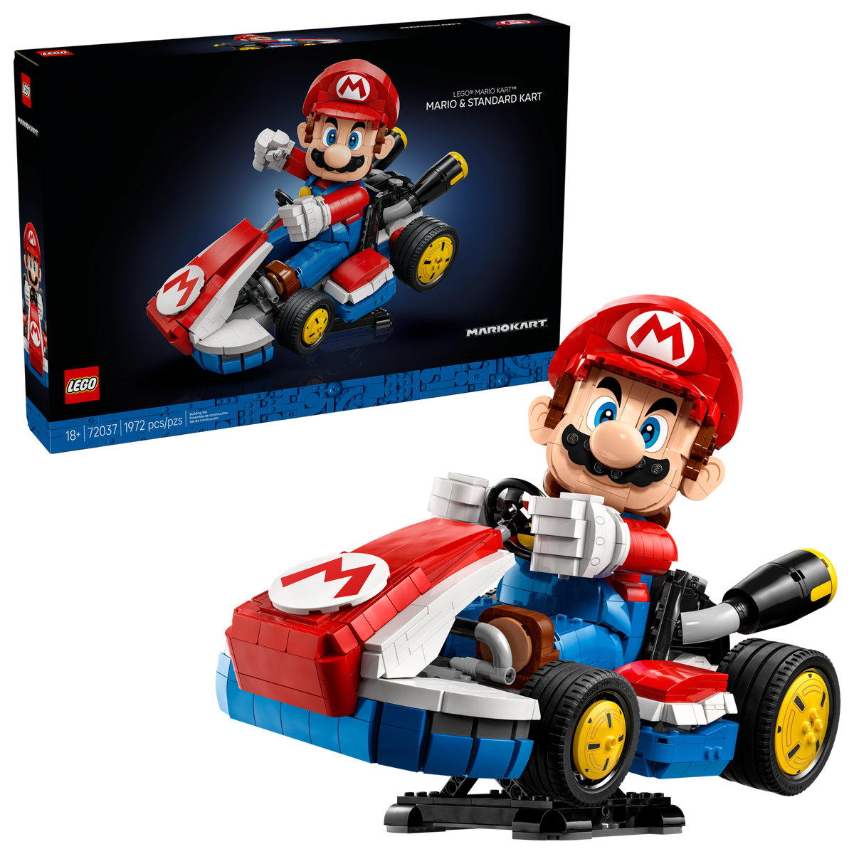 LEGO Super Mario 72037 Mario Kart - Mario en standaardkart, doos en model