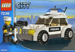 LEGO City 7236 Police Car, black/green sticker version: instruction cover showing the car with black POLICE stickers
