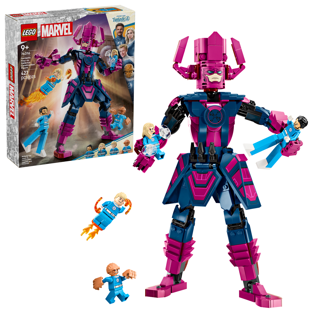 LEGO Super Heroes 76316 Fantastic Four vs. Galactus Construction Figure, box and built set