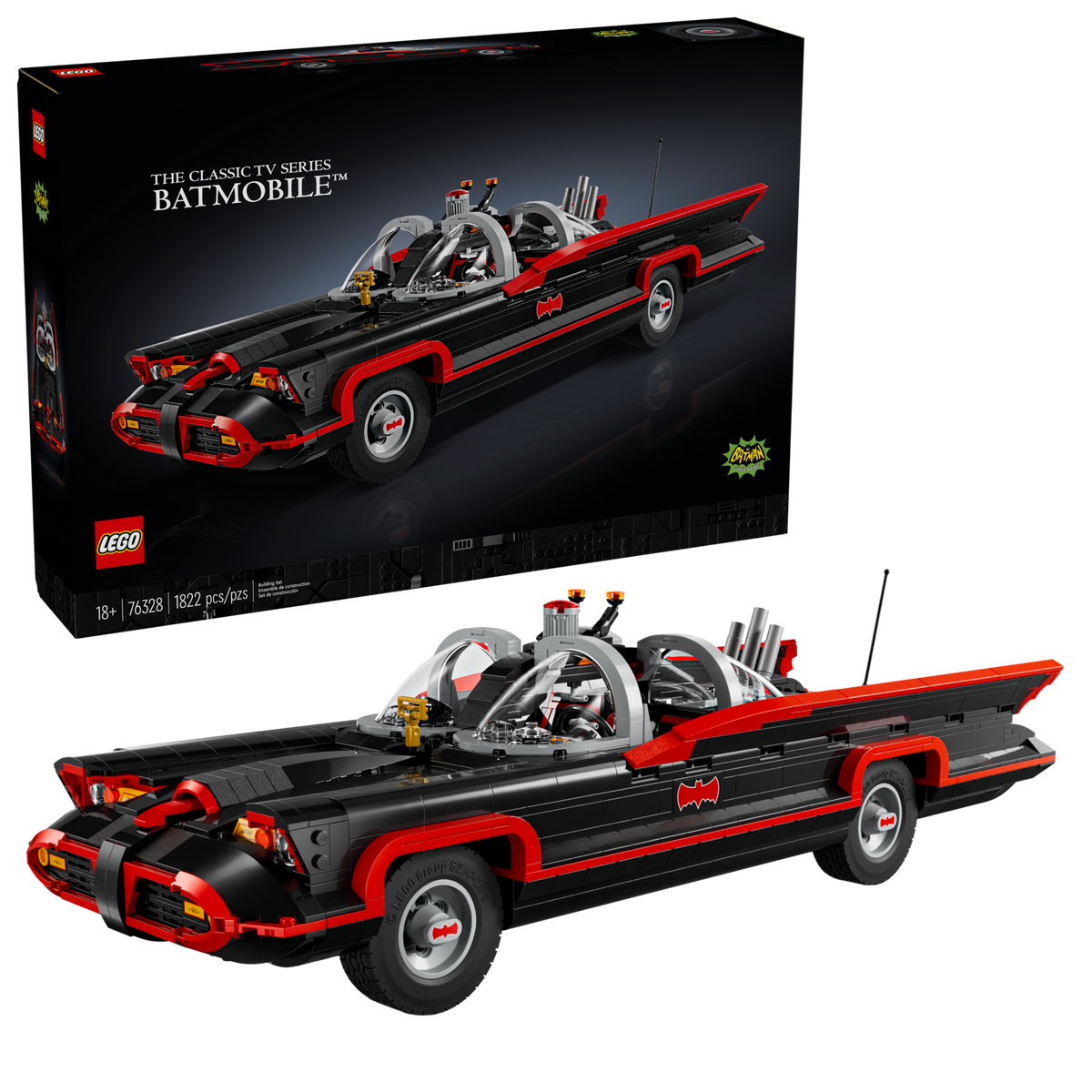 LEGO Super Heroes 76328 The Classic TV Series Batmobile, box and built model