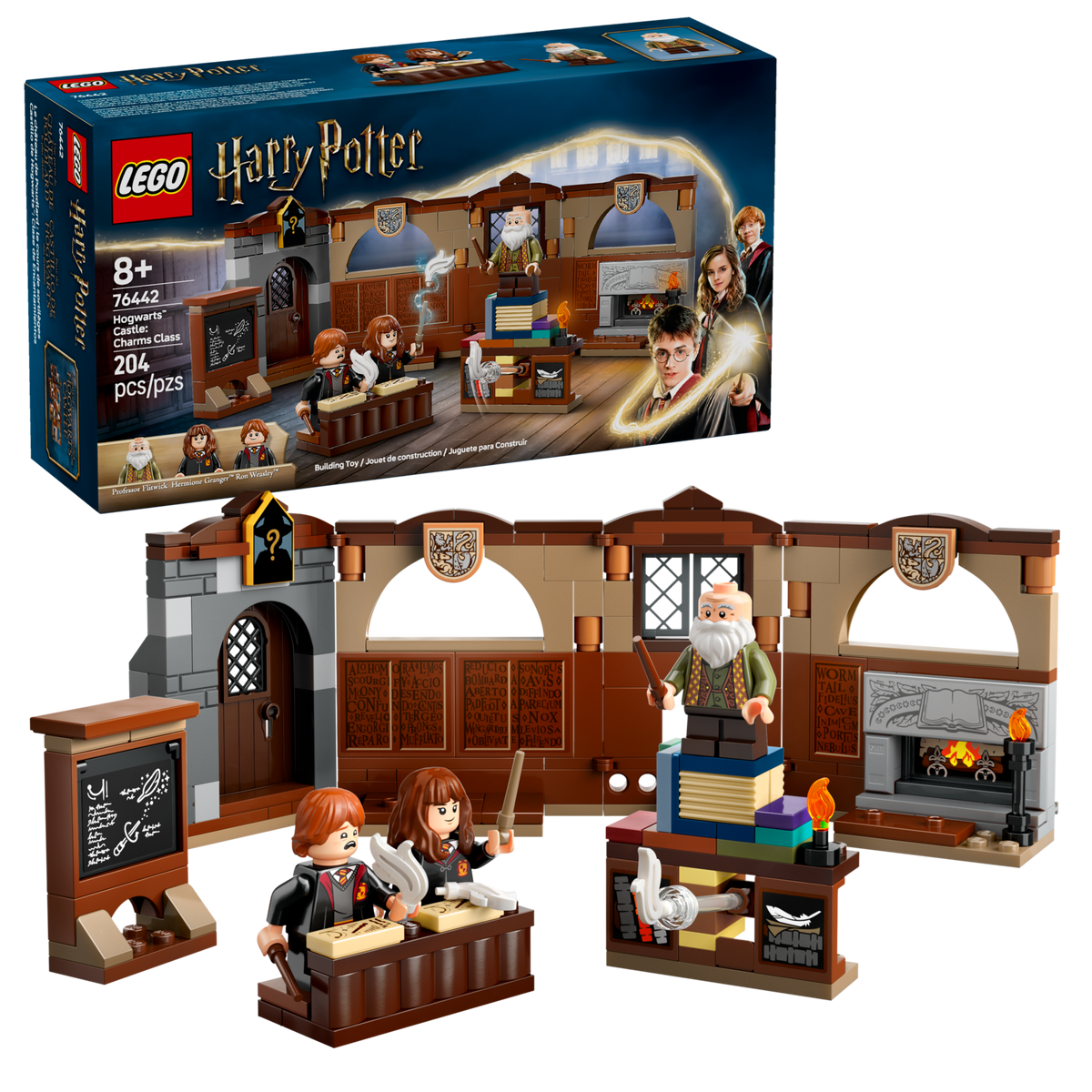 LEGO Harry Potter 76442 Kasteel Zweinstein: toverspreukenles, doos en gebouwd lokaal
