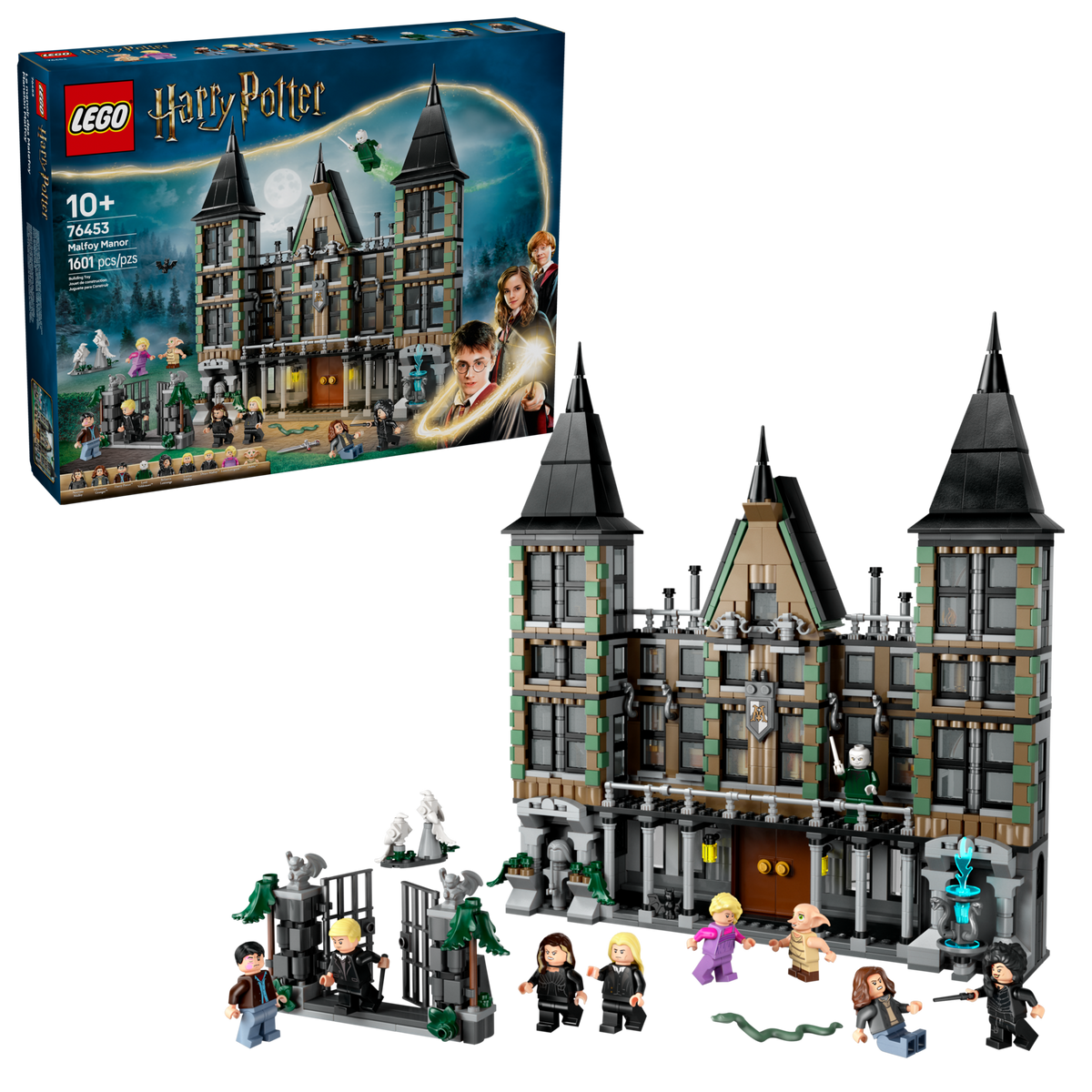 LEGO Harry Potter 76453 Malfoy Manor, box and built model