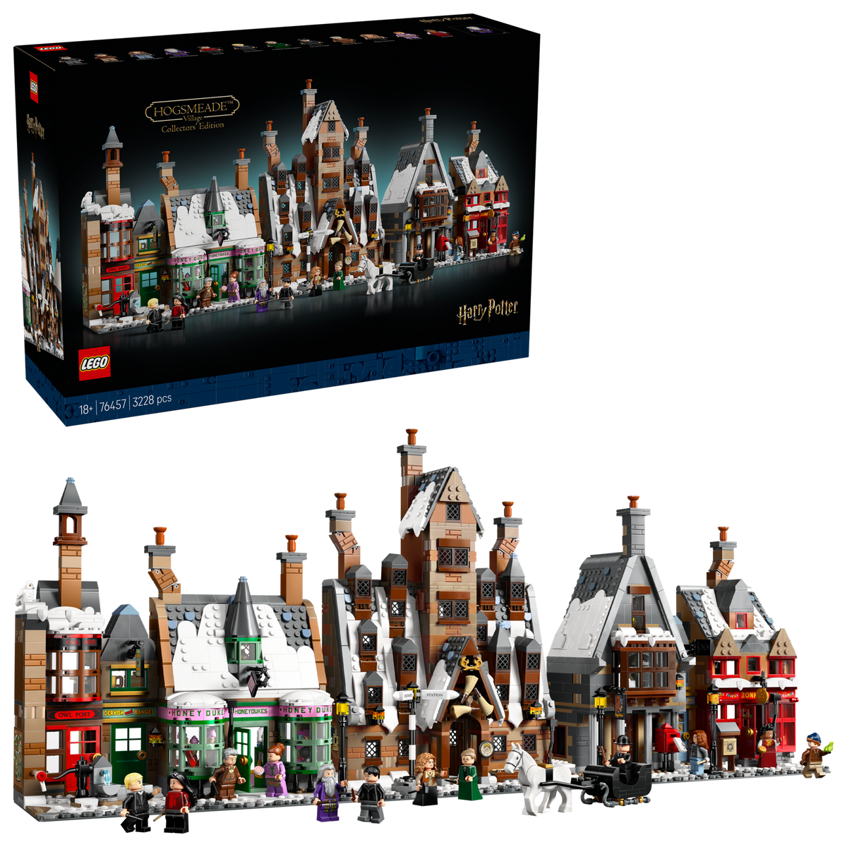 LEGO Harry Potter 76457 Hogsmeade Village, box with the finished village