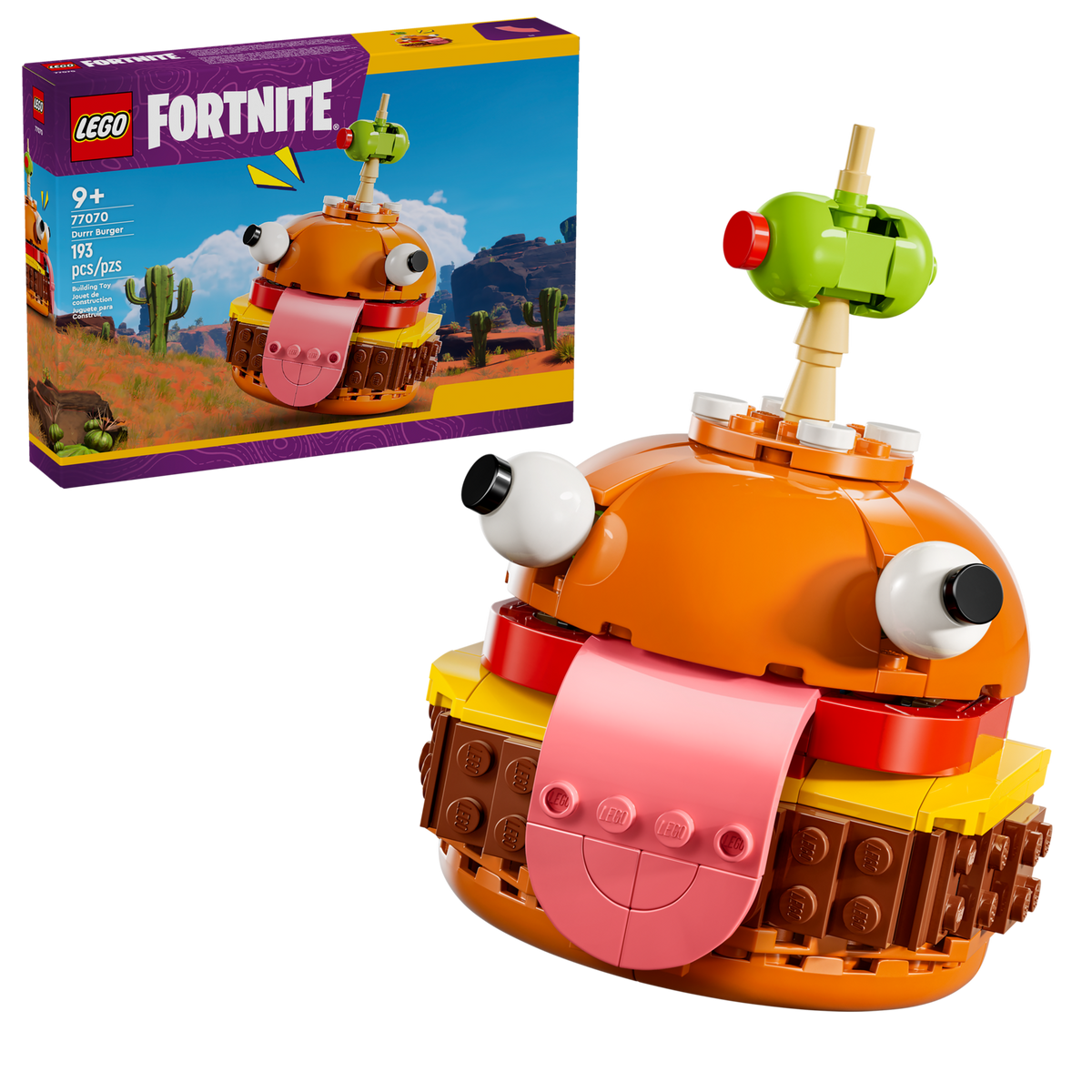 LEGO Fortnite 77070 Durrr Burger, doos en gebouwd model