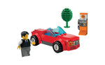LEGO City 8402 Sports Car, red convertible with driver, emergency phone and tree
