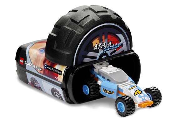 LEGO Racers 8657 ATR 4, garage-shaped canister with the car