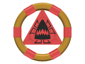 LEGO 87748pb03 - Ring with Center Triangle with Gold Bands and Shark Pattern (Atlantis Treasure Key) - Image 1