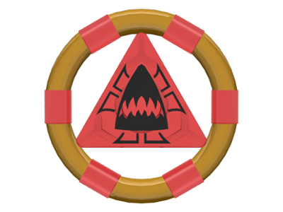 LEGO 87748pb03 - Ring with Center Triangle with Gold Bands and Shark Pattern (Atlantis Treasure Key)