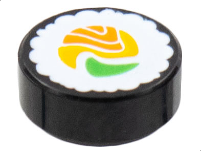 LEGO 98138pb261 - Tile, Round 1 x 1 with Sushi Roll Pattern