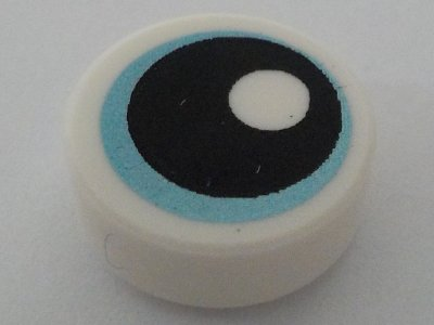 LEGO 98138pb400 - Tile, Round 1 x 1 with Eye with Metallic Light Blue Iris and Black Pupil Pattern