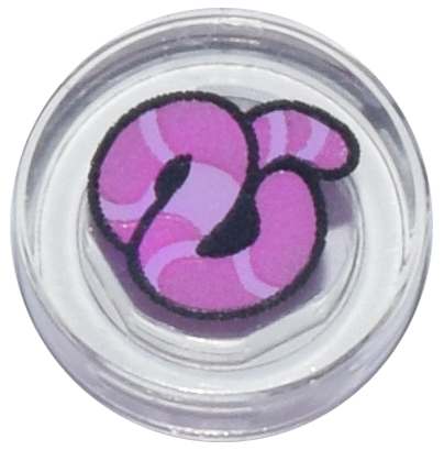 LEGO 98138pb464 - Tile, Round 1 x 1 with Bright Pink and Dark Pink Worm, Black Outline Pattern