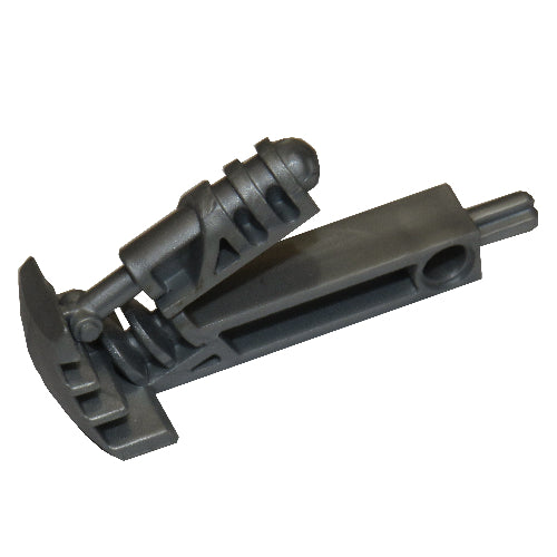 Dark grey Bionicle Foot Wedge 3 x 7 x 3 plastic LEGO part, featuring a wedge toe and a cylindrical top section with a ball joint.