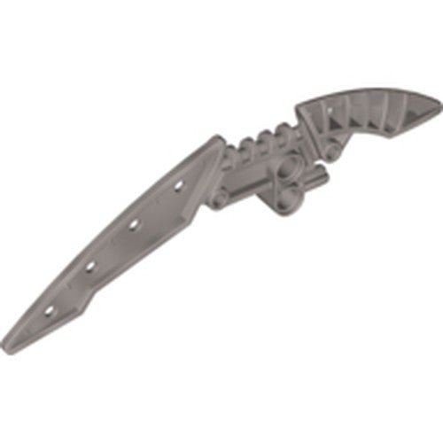 Grey Bionicle Weapon Staff of Light blade part, featuring a long, pointed section with pinholes and an intricate handle.