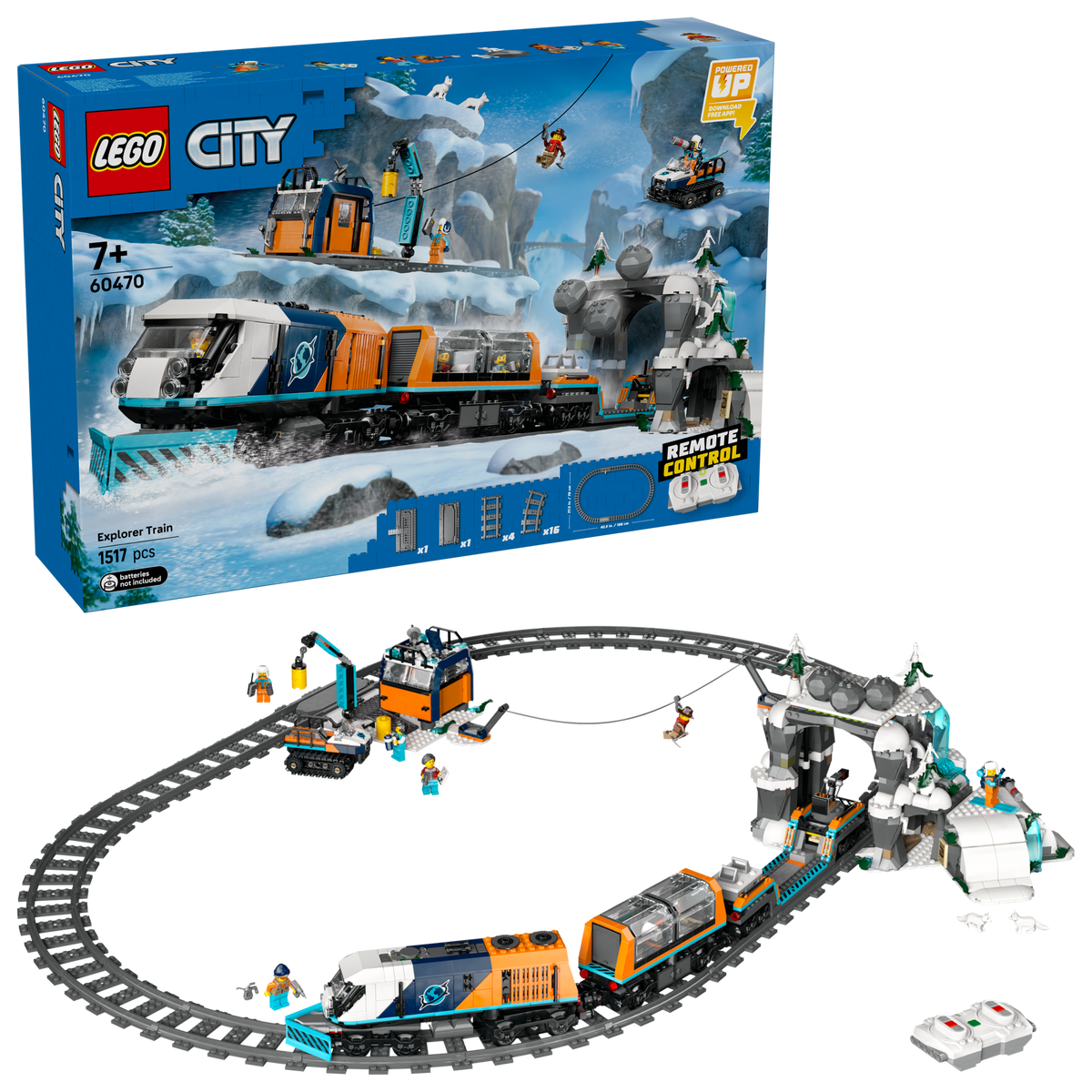 LEGO City 60470 Onderzoekstrein op de Noordpool, doos en complete set