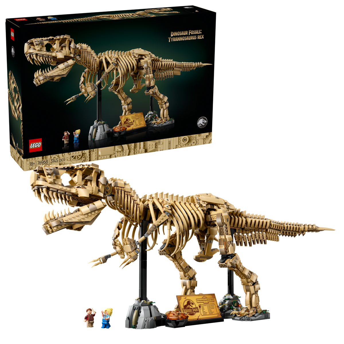 LEGO Jurassic World 76968 Dinosaurusfossielen: Tyrannosaurus rex, doos met het gebouwde model