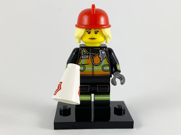 LEGO Collectible Minifigures col19-8 - col19 Brandweerman, Serie 19 (Complete Set met Standaard en Accessoires)