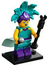 LEGO Collectible Minifigures 71029-12 Cabaret Singer, minifigure with microphone and microphone stand on display stand
