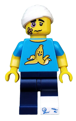 LEGO Collectible Minifigures 71011-4 Clumsy Guy, minifigure with banana T-shirt and leg cast