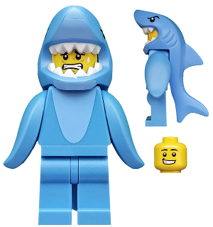 LEGO Collectible Minifigures 71011-13 Shark Suit Guy, minifigure in shark costume with second face