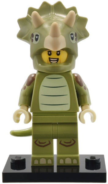 LEGO Collectible Minifigures col25-8 - col25 Triceratops Costume Fan, Series 25 (Complete Set with Stand and Accessories)