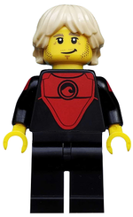 LEGO Collectible Minifigures 71018-1 Pro Surfer, minifigure in black and red wetsuit