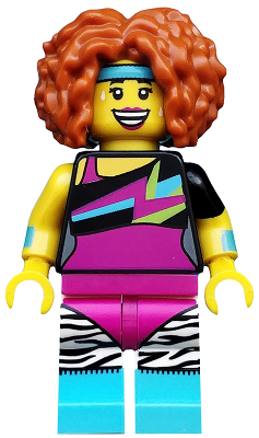 LEGO Collectible Minifigures 71018-14 Dance Instructor, minifigure in leotard with zebra-print leg warmers