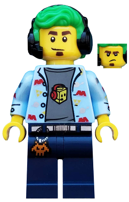 LEGO Collectible Minifigures 71025-1 Video Game Champ, minifigure with green hair and headset