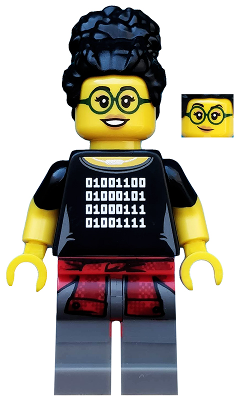 LEGO Collectible Minifigures 71025-5 Programmer, minifigure with binary code T-shirt