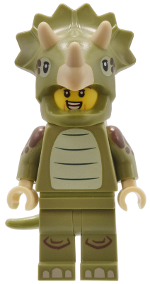 LEGO Collectible Minifigures 71045-8 Triceratops Costume Fan, minifigure in triceratops suit with horned hood