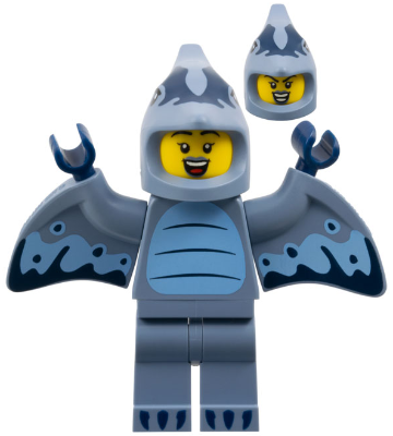 LEGO Collectible Minifigures 71048-6 Pterodactyl Costume Fan, minifigure with both face prints