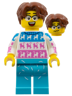 LEGO Collectible Minifigures 71048-11 Cat Lover, minifigure with cat-pattern jumper