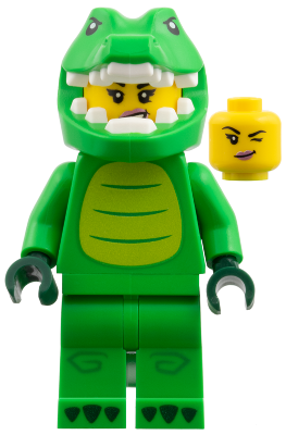 LEGO Collectible Minifigures col28-8 Crocodile Costume Fan, minifiguur met extra gezicht