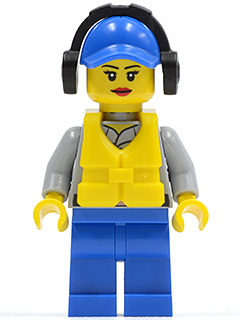 LEGO Minifigure cty0410 - Coast Guard City - Crew Member Female, Blue Cap with Hole, Headphones